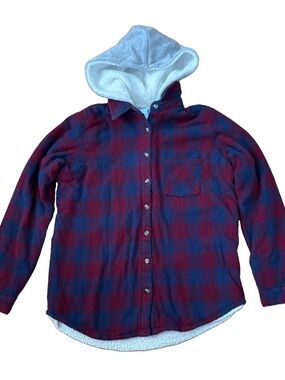 NWOT Garage Men’s Hooded Sherpa Lined Button Up Shacket  - Size Medium